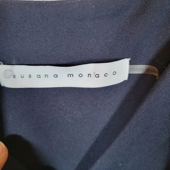 Susana Monaco Womens Wrap Short Dress Size Small Blue Tank Spaghetti Strap Sexy - Picture 5 of 8